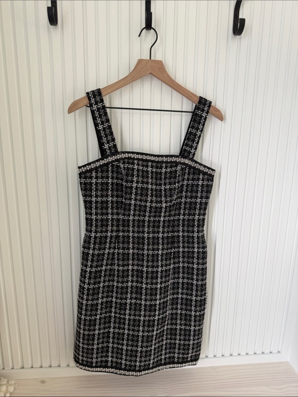 Black & White Tweed Square-Neck Women's Dress